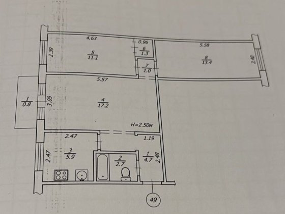 Продам трех комнатную квартиру Кривой Рог