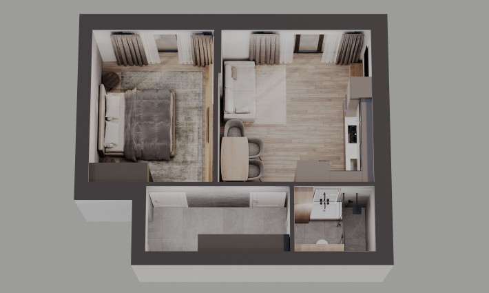 Продам 1 к.кв. 45м2 з видом на котеджі Приміських вулиць - фото 1