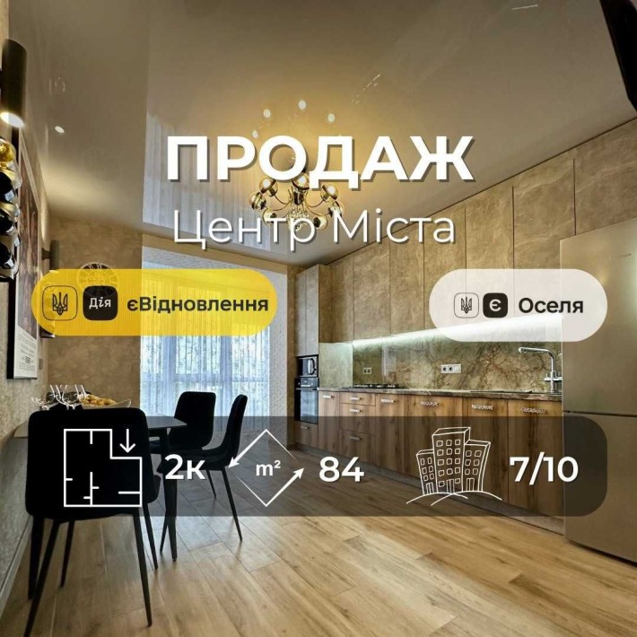 Центр Міста!Cтильна 2 кімнатна84м2 з дизайнерським ремонтом Єоселя(NN) - фото 1