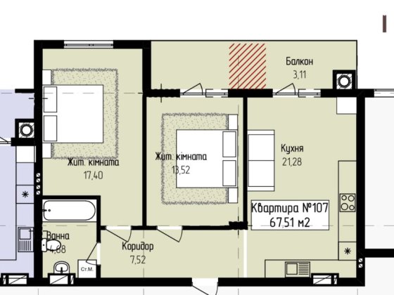 2 кімнатна Перший внесок 30%