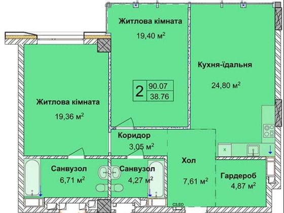 Продаж квартири без ремонту 90 м 7 черга 9 буд ЖК Новопечерскі Липки Киев