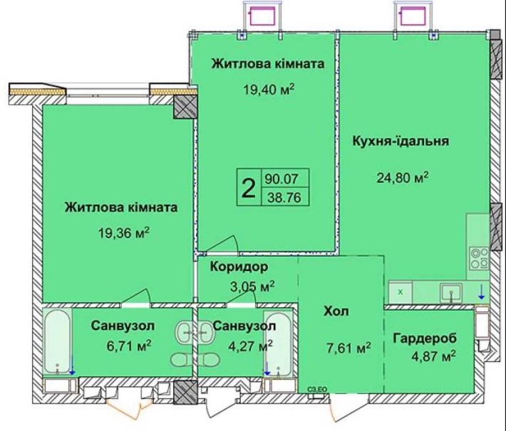 Продаж квартири без ремонту 90 м 7 черга 9 буд ЖК Новопечерскі Липки - фото 1