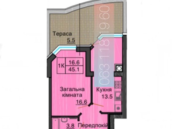 Продаж однокімнатної квартири з власною терасою Софія Нова Киев