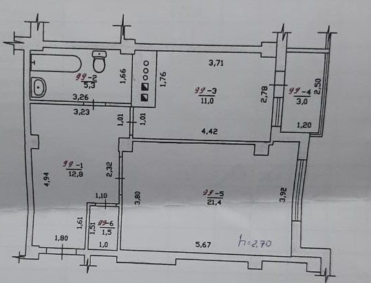 545$/м²! Продам однокомнатную квартиру 55 м², Бочарова. Дом сдан. - фото 1