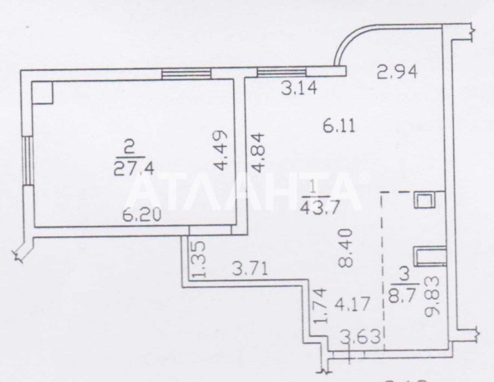 2-х квартира с ремонтом 16ст Большого Фонтана Золотой берег. - фото 1