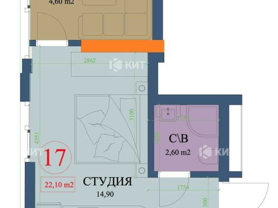 1к.17м2 Центр (ЖК Куликовский, м. Архитектора Бекетова) 127353 Харьков