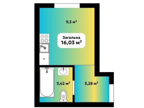 Терміново! 1 кімнатна квартира-студія 16м2 ГАЗ Софіївська Борщагівка Софіївська Борщагівка