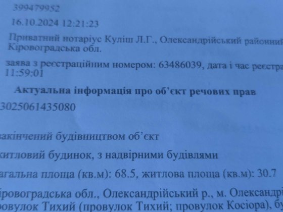 Земля з будинком Олександрія