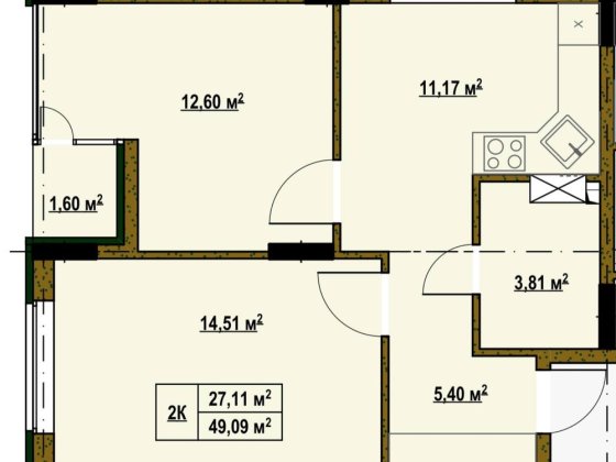 Двокімнатна квартира, Деснянський район, Київ Киев