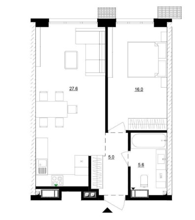 Будинок 13-17 Планування 3-1Б 54 кв Без% ЖК Русанівська гавань Торг - фото 1