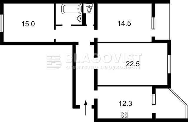 Продаж 3-х кім квартири 95кв.м. 11-й поверх Позняки /Осокорки - фото 1