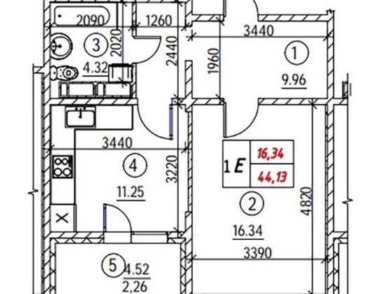 1к ЖК Навігатор-2 (4 буд), 44.13 м2, З РЕМОНТОМ!!! Київ