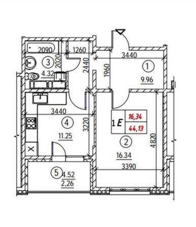 1к ЖК Навігатор-2 (4 буд), 44.13 м2, З РЕМОНТОМ!!! - фото 1