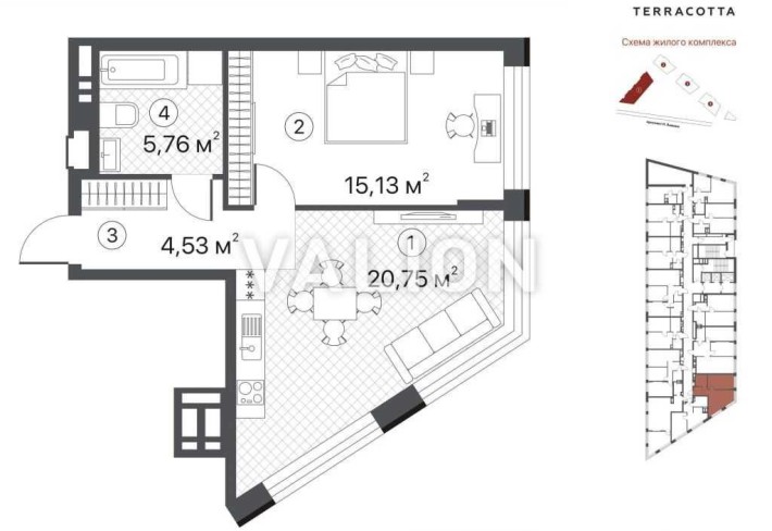 Продаж 1 кімн. квартири в жк Терракотта, вул. Братів Чибінєєвих 8А - фото 1