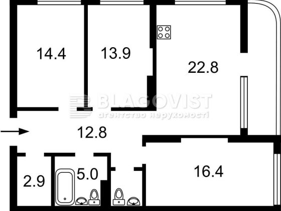 без % 3к 9 пов 90 м Причальна 10 ЖК Great, Киев