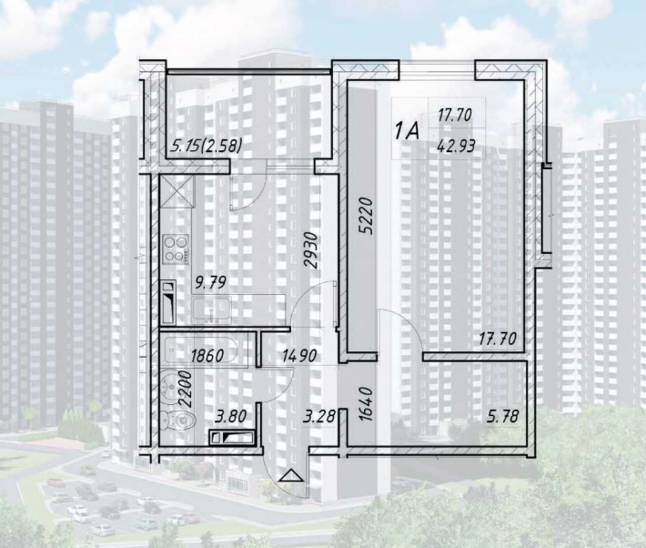 1к 43м квартира ЖК Деснянський, вул Електротехнічна, 43 єОселя - фото 1