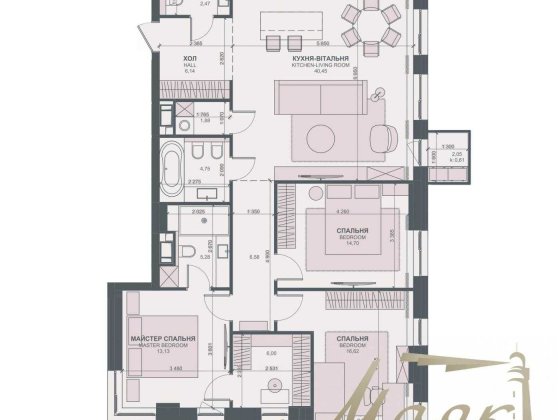 Продаж 3-кімнатної квартири 120м2,ЖК TRIIINITY, Печерський район, Київ Киев