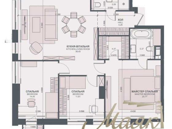 Продаж 3-кімнатної квартири 106м2,ЖК TRIIINITY, Печерський район, Київ Киев