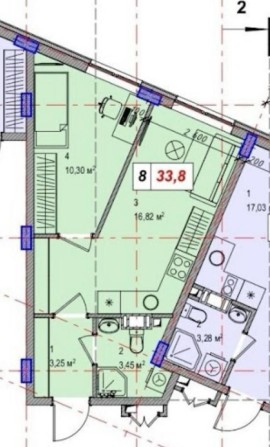 Продам квартиру 33,8 м2 на 2 поверсі в Бортничах, Дарницький р-н - фото 1