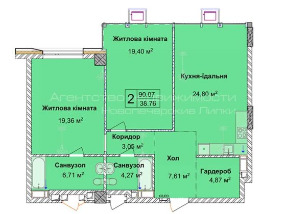 Нова 2-к кв./91м2/ А. Верхогляда (Драгомирова) (8 чер.), 9
