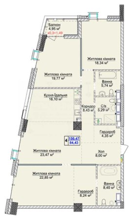 Продаж нової 4-к кв.(151м2) А. Верхогляда (Драгомирова) (8 чер.) , 5 - фото 1