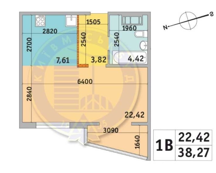 Однокімнатна квартира в Києві. 38,27 кв.м. ЖК "Мілос" - фото 1