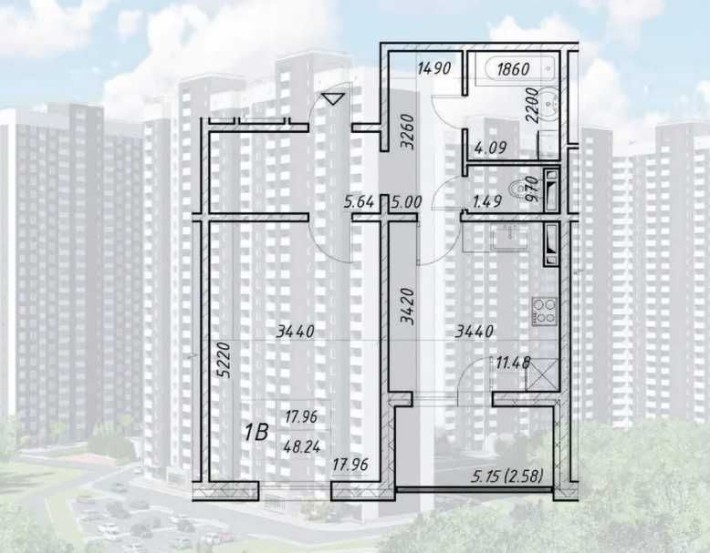 1 кім квартира ЖК Деснянський вул. Електротехнічна 43 Троєщина Ремонт - фото 1
