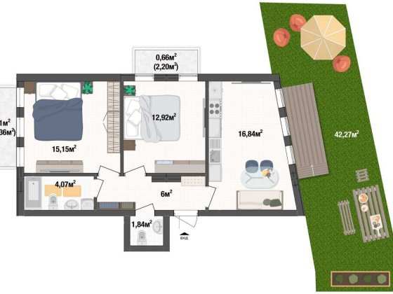 Квартира з двориком в Києві. 3% знижка для військових
