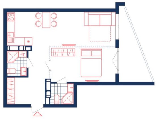 Двокімнатна квартира з лоджією в Києві, квартира, квартира 51 м2