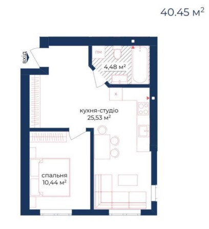 Євродвушка 40м² в Києві ЖК Leverpool House. Для інвестицій - фото 1