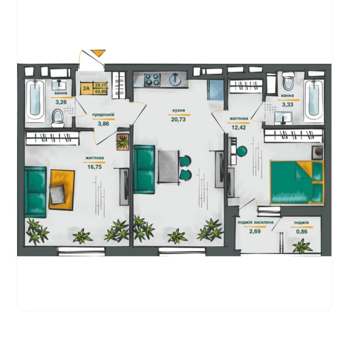 Продаж 2-кімнатної квартири в ЖК "Сирецькі Сади - фото 1