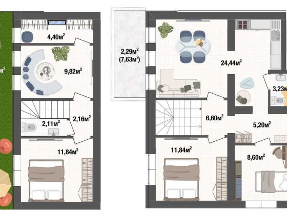 Трикімнатна квартира 92.53м² з двориком в Києві під інвестицію Київ