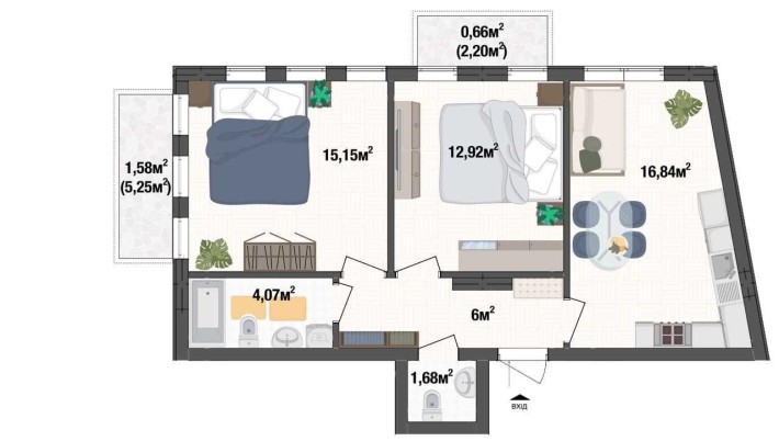 Двушка 58м² в ЖК Liverpool House в Києві - фото 1