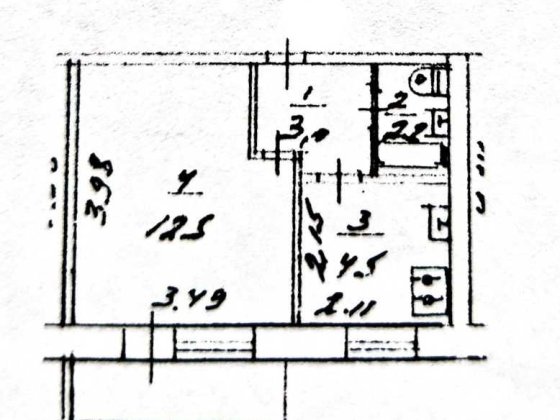 Однокімнатна квартира на Відрадному (Івана Піддубного 2А) 22,83 м.кв