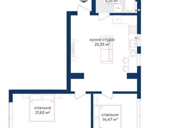 Двокімнатна квартира 63м² в Києві ЖК Liverpool House. Для інвестицій