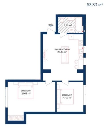 Двокімнатна квартира 63м² в Києві ЖК Liverpool House. Для інвестицій - фото 1