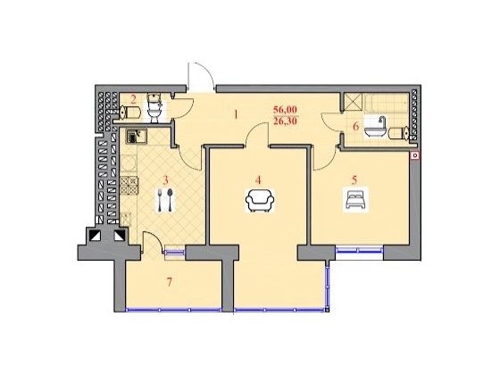 2-кімнатна квартира 56м² у новобудові Дрогобич