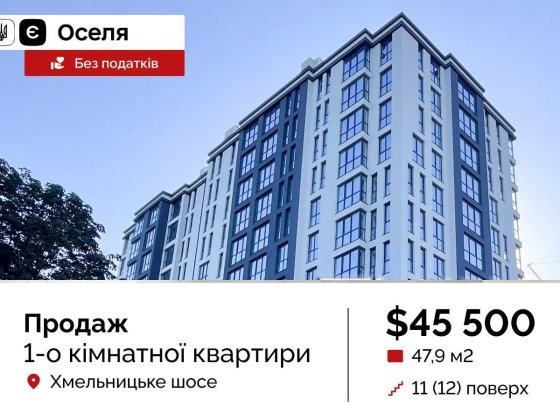 Продається чудова 1-кімн квартира під ЄОселю без податків Кам'янець-Подільський