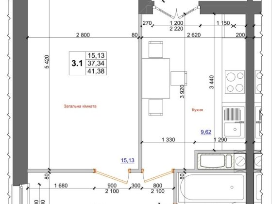 Квартира 2 кімн, ЖК Атлант, Коцюбинське, 18 поверх Коцюбинське