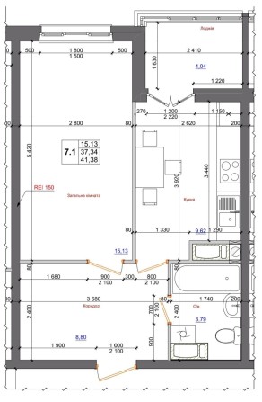 Квартира 15 поверх Коцюбинське ЖК Атлант 41.38 м2 готовий будинок - фото 1
