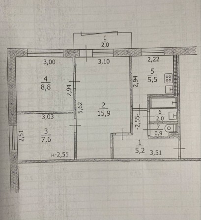 Квартира 3 комнатная 3 этаж - фото 1