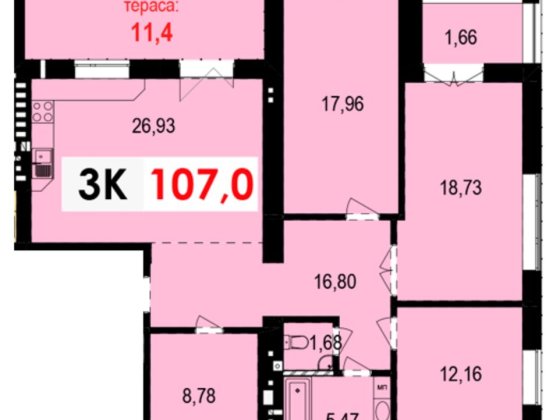 3к квартира з терасою 107 + 11,4 м² - можливий ОБМІН на авто Вовчинець