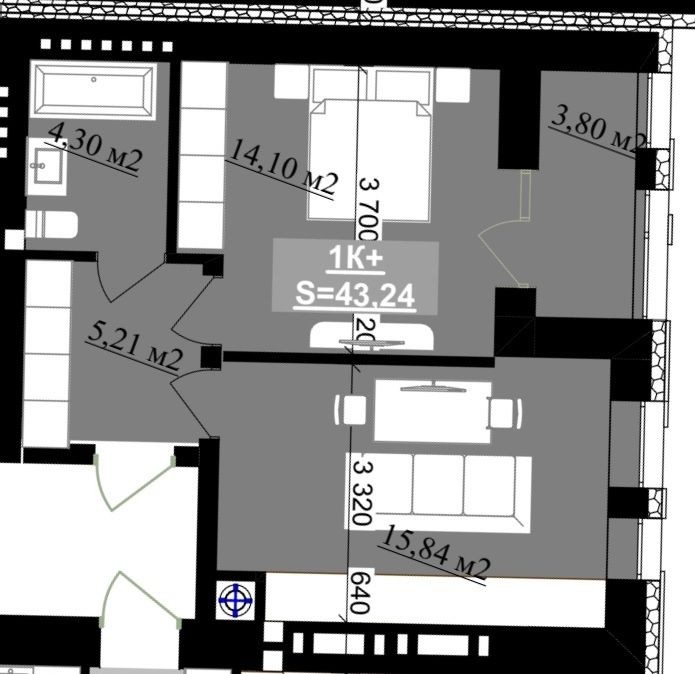 Продам 1 кімнатну по вул. Приозерна, Набережна, р-н Бам - фото 1