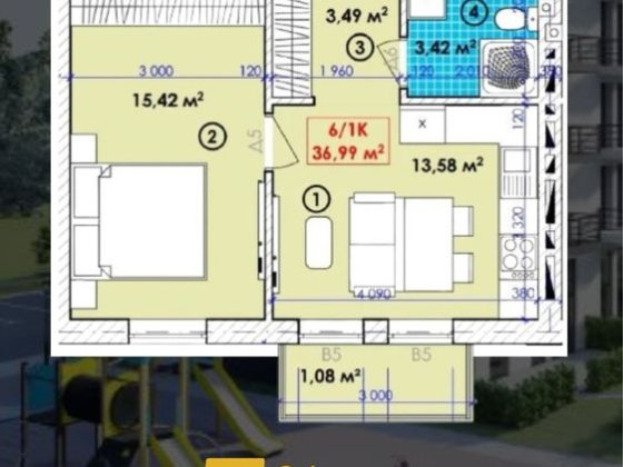 Продаж 1 кім кв 36,99, Богородчани, АКЦІЯ!, ВИГІДНЕ розтермінування Богородчаны