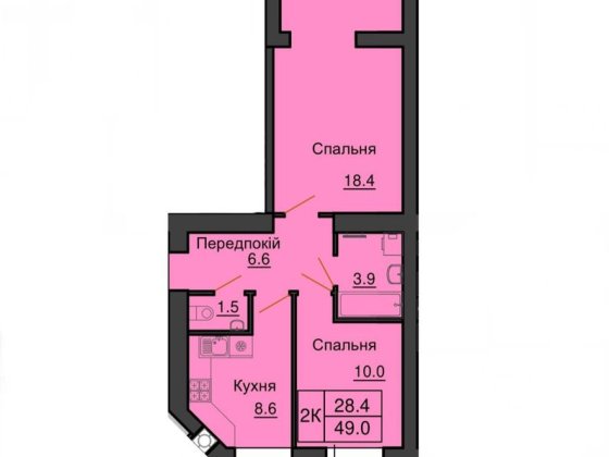 Продаж 50 м2 двокімнатної квартири в ЖК Софія Нова Лісники
