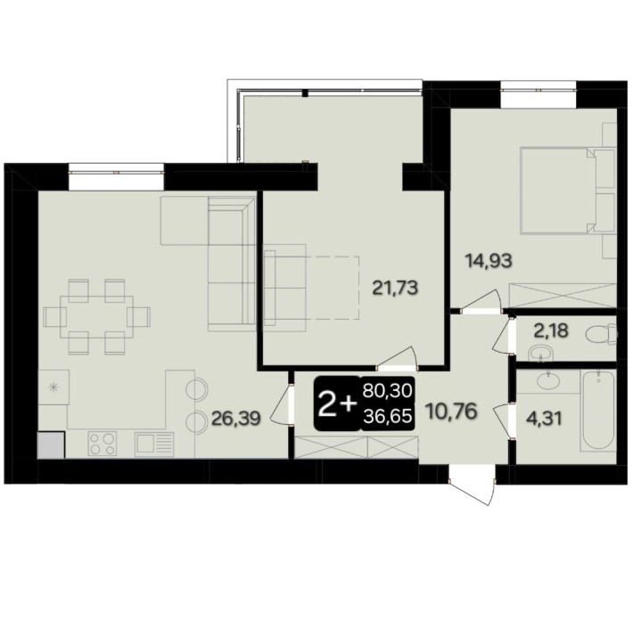 2ох кімнатна квартира Harmony for life - фото 1