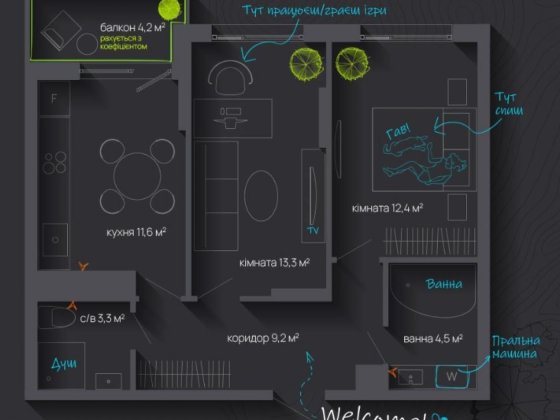 двокімнатна квартира  в новому  центрі ІФ Ивано-Франковск