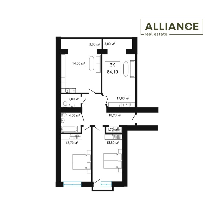 3-кім квартира готова до ремонту ЖК Княгинин - фото 1