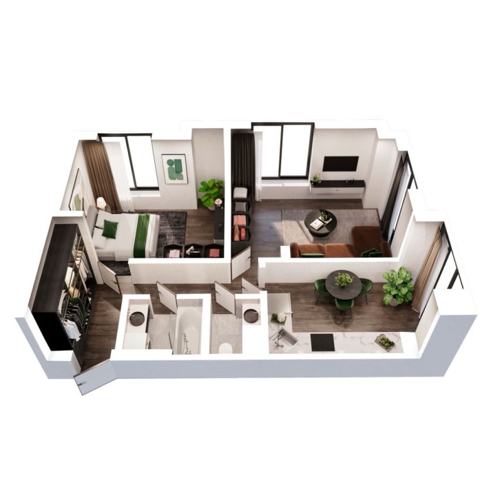 Готова 2к квартира,  без комісії, 57,7 м.кв - фото 1