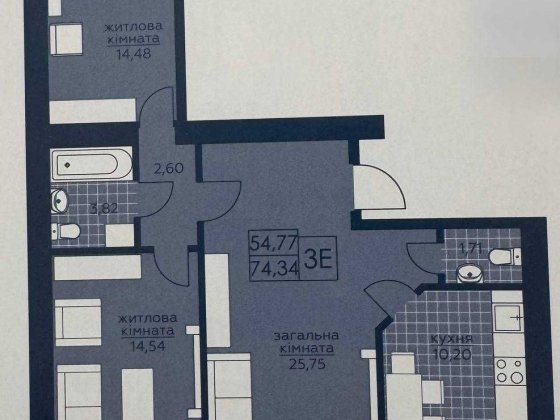 Двокімнатна квартира в топовій локації Бучі! 75 м2, чистове наповнення Буча